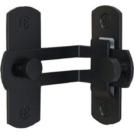Loquet de porte rotatif à 90 degrés (noir) pour porte de grange, verrou à angle droit, boucle pour porte incurvée