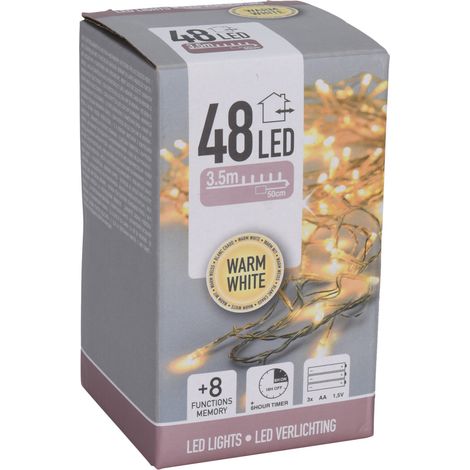 Guirlande 48 Leds Lumiere Chaude Cable Transparent 4m (1/2)
