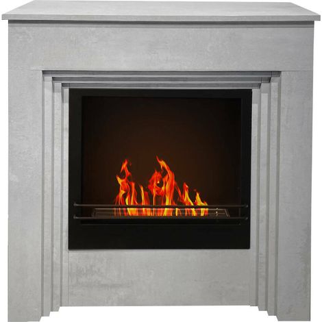 Dmora - Bioethanol-Kamin Kinsasa, Ökologischer Kamin, Rauchfreies Feuer, Heizung mit Ethanol, Made in Italy, 96x35 h96 cm, Grau