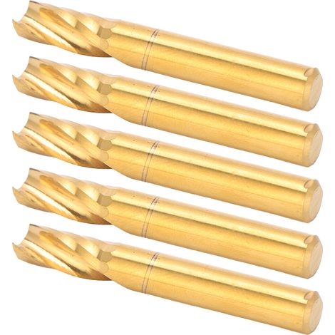 Fraise à queue 6x15x50mm, lot de 5 fraises carbure monobrin spirale, outil de coupe CNC HSS, fraise hélicoïdale haute vitesse pour défonceuse et fraisage. (1/5)