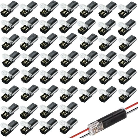 Irovami Lot de 50 connecteurs enfichables à deux fils, 2 broches, 2 voies avec verrouillage, connecteur LED D2, connecteur interconnectable enfichable, paire de conducteurs d'alimentation (1/5)