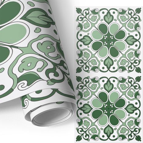 Möbelfolie - Klebefolie für Möbel - Selbstklebende - Deko-Folie für Küche Schrank Tisch & Fensterbank - Grüne Fliesen 65x130 cm
