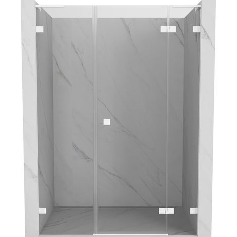 Mexen Lunar L porta doccia a battente destra 140 cm, trasparente, bianco - 834SL-140-050-20-00-P (1/5)