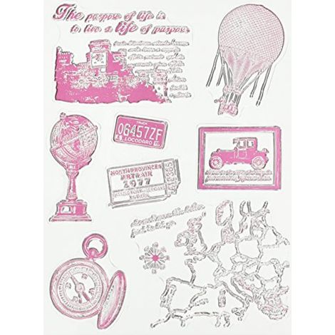 Rayher 57784000 Clear Stamp - Timbri decorativi, 1-7,3 cm, 15 pz Viaggio nel tempo Vintage (1/3)