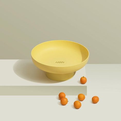 Corbeille à fruits ronde en plastique pour décoration, bol décoratif pour Noël, bonbonnière, plateau à fruits pour la table de la cuisine, jaune (1/5)