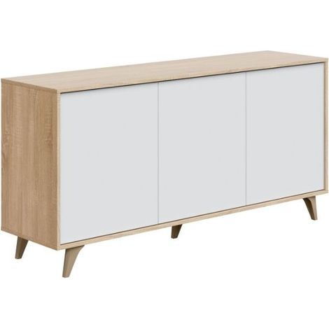 APARADOR 3 PUERTAS 75x154X40 CM ROBLE Y BLANCO ARTIK
