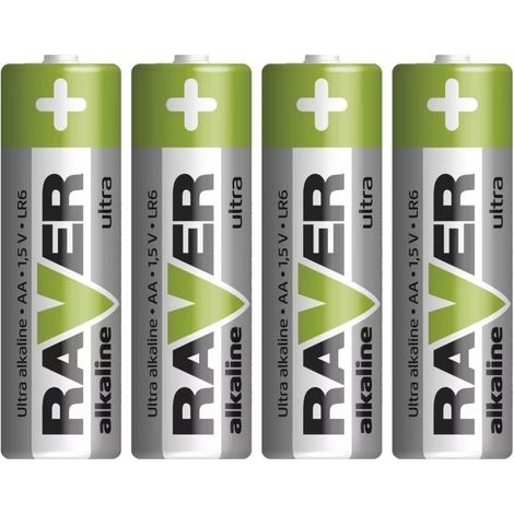 Lot de 4 piles alcalines LR6 AA Raver de 1,5 V