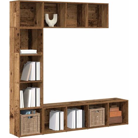 Bücherschränke 3 Stück Altholz Holzwerkstoffe