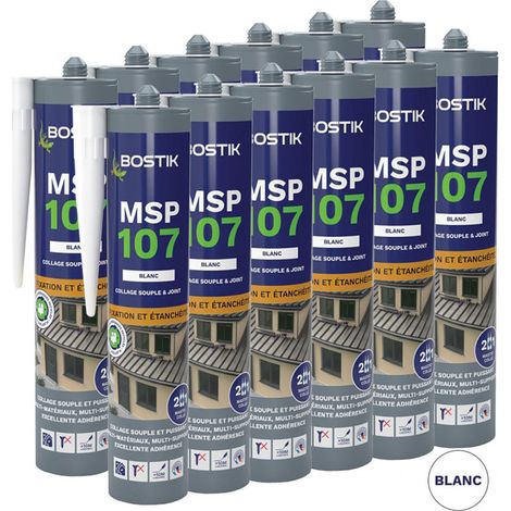 Bostik – Lot de 12 mastics multi-usages 290ml – Colle souple pour tuiles et joints de dilatation – Couleurs : Blanc, Gris, Brun, Noir (1/5)