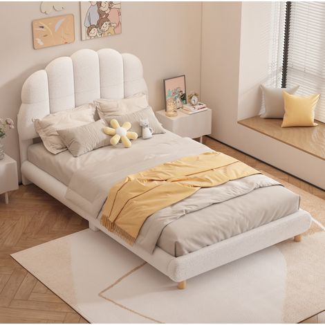 Bett Kinderbett 90x200 weiches Kopfteil Pluesch OKMYHOME (1/5)