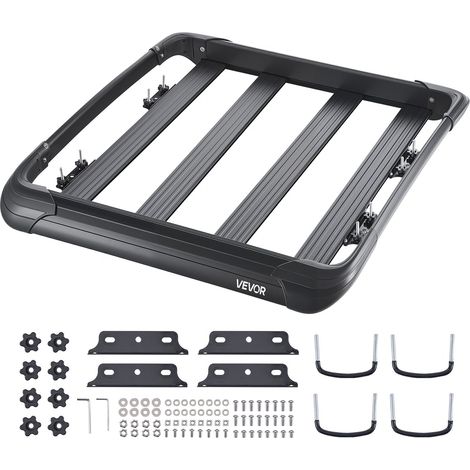 Porte-bagage pour voiture, 1216 x 1020 x 142 mm, panier de toit universel en acier allié antirouille, galerie de toit avec capacité de charge maximale de 68 kg, pour SUV, véhicules, voyage, noir (1/5)