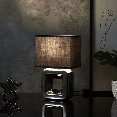 Lampe - HOME DECO FACTORY - Céramique - Chromée - Argent et Blanc (1/5)