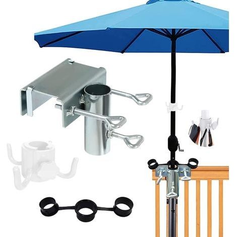 Pied de Parasol Balcon,Support Parasol Balcon,Porte Parasol Balcon,Support Parasol Balustrade,Support Parasol Table,Fixation Parasol Balustrade,Ajustement Maximal 5 cm (1/5)