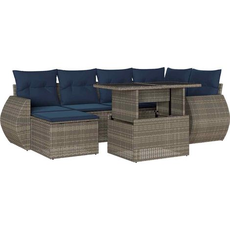 Maison Exclusive - Set Divani da Giardino 7 pz con Cuscini Grigio in Polyrattan (1/5)
