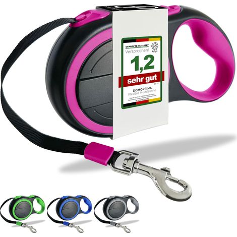 Laisse flexible pour chien en 3 tailles, robuste et sûre, pour chiens de petite, moyenne et grande taille, design, rose, taille S (1/5)