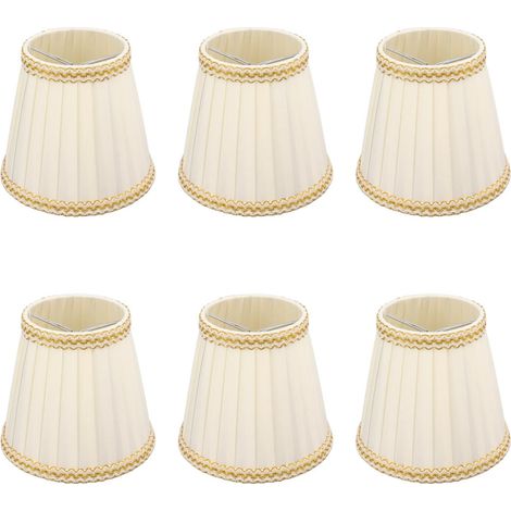 Pantallas para lámparas, un juego de 6 pantallas cilíndricas pequeñas con clip, pantallas de tela, aptas para candelabros, velas, bombillas y portalámparas E27. (1/4)