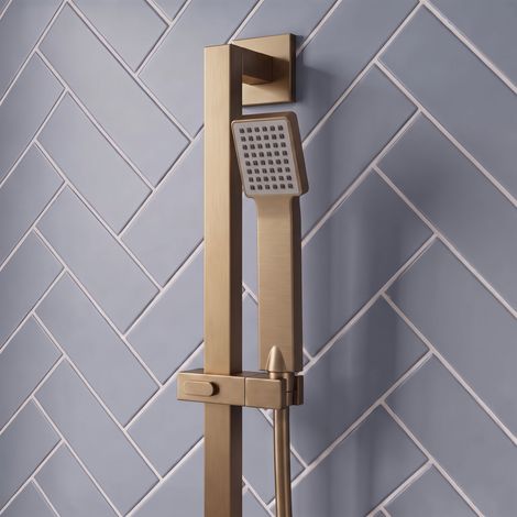 Signature Reflex Square Shower Slide Rail Kit with Single Function Handset - Brushed Bronze (1/2)