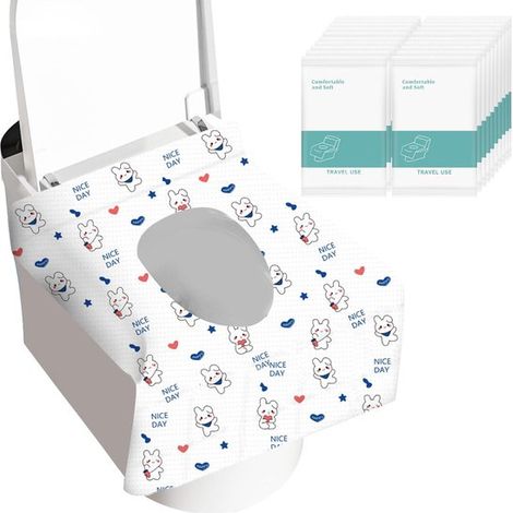 50 protège-sièges de toilettes jetables – Emballés individuellement – Imperméables, idéaux pour les voyages, les enfants et les toilettes publiques – Protège-sièges de toilettes jetables blancs – 50 p (1/5)