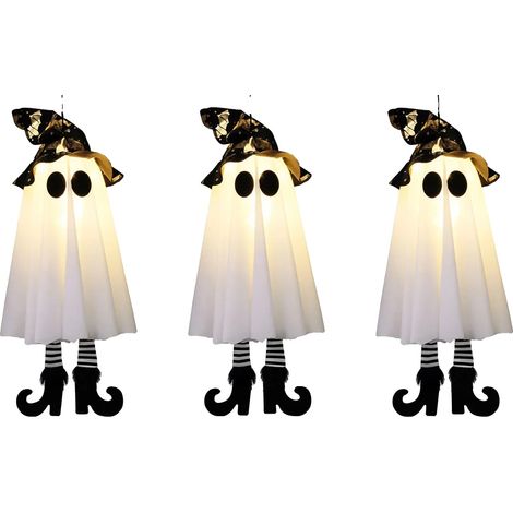Decorazioni di Halloween, ornamenti luminosi a LED, decorazioni spettrali da appendere, 3 pezzi (1/2)