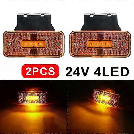 1/2 x 24 V 4 LED Anhänger-Positionsleuchten, LKW-Seitenmarkierungsleuchten, LED-Rückleuchten für Traktoren und Lkw mit Halterung, rot-gelbe Beleuchtung – JXLGV (1/5)