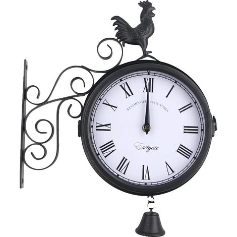 Horloge murale, design double face, caractéristique étanche, noir (1/5)