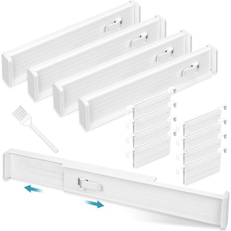 Separateur Tiroirs,Lot de 12 Separateur Tiroirs Réglables,Séparateur de Tiroir,Extensibles de 32.2 à 56 cm,Organisateur Tiroir pour Ustensiles,Cuisine,Vanité,Maquillage (1/5)
