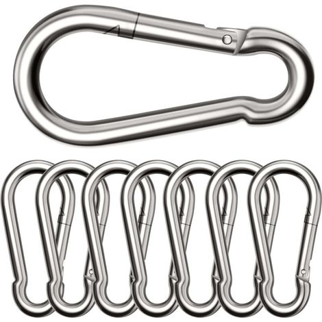 Lot de 8 Grands mousquetons,Φ880 mm,Mousqueton Charge maximale de 300 kg, ne rouillent Pas, Galvanisés,Résistants. pour Sac à Dos, Laisse pour Chien,hamacs, Camping, pêche, auvents etc. (1/5)