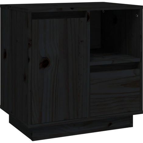 Maison Exclusive - Comodino Nero 50x34x50 cm in Legno Massello di Pino