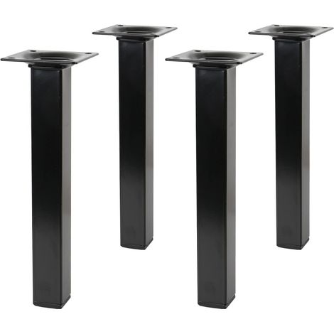 4er Set Tischfüße Ausführung Schwarz Eckig 25 x 25 mm Höhe 350 mm Möbelfüße