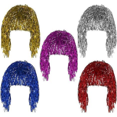 Set mit 5 kreativen und farbenfrohen Perücken, Modeaccessoires für Fotos – 27 x 16 x 16 cm – Verschiedene Farben (1/4)
