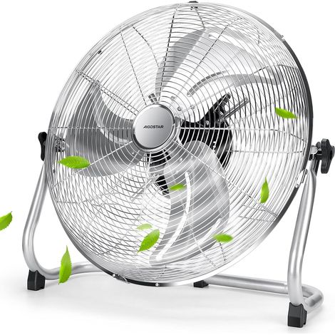 1 Ventilateur Industriel sur Pied,3 Vitesses,Métal Chromé,Oscillation 135°,Usage Professionnel