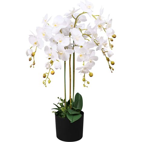 Orchidée artificielle avec pot 75 cm blanche