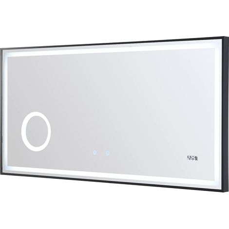 Specchio da bagno rettangolare con orologio digitale - 120 x 60 cm - AITANA (1/5)