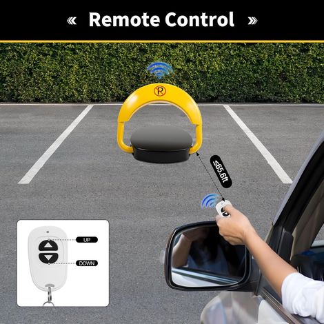 Blocco di parcheggio intelligente per parcheggio con telecomando, 180° contro la collisione, allarme automatico, impermeabile, antifurto, con 2 chiavi，Senza batteria (1/5)