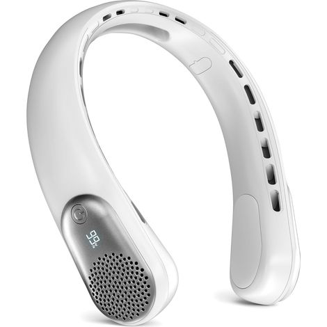 Ventilador de cuello con aire fresco, ventilador personal con batería de 3600 mAh y pantalla LED, 3 velocidades, enfriamiento rápido, recargable por USB para hombres y mujeres al aire libre. (1/5)