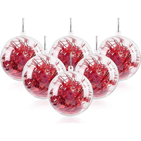 Lot de 20 Boules de Noël Transparentes à remplir soi-même, Boules de Noël Transparentes pour intérieur ou extérieur (80 mm), Transparente (1/5)