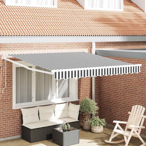 Markise Einziehbar Anthrazit und Weiß 3x2,5 m Stoff & Aluminium