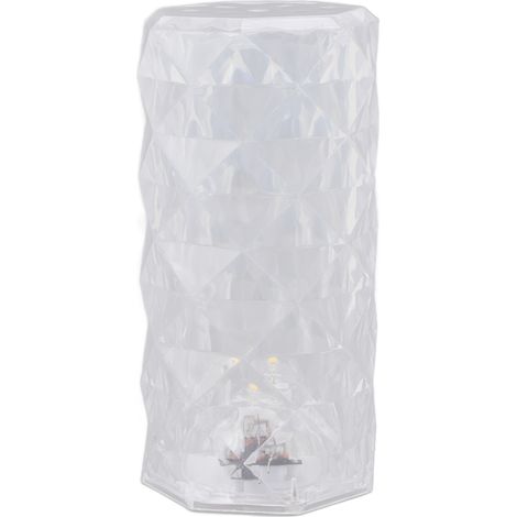 Ortviai Lampe de Table Cristal LED Mini Transparente IP54 pour Chambre à Coucher – Jaune, Modèle BZ404 (1/5)
