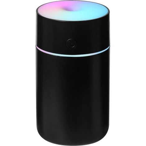 Humidificateur pour chambre à coucher avec lumières colorées, 2 modes de brumisation, silencieux, facile à nettoyer, petit et portable pour plantes, bébé, voiture, voyage et bureau (noir) (1/5)
