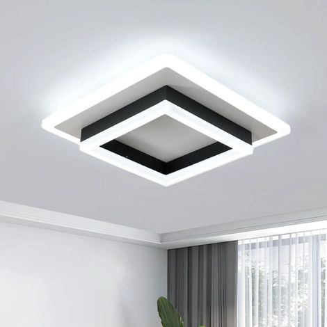 Moderne LED-Deckenleuchte, 24 W, 3400 lm, schwarz, quadratisch, Acryl, geeignet für Schlafzimmer, Wohnzimmer, Flure und Küchen, kaltweißes Licht 6500 K, 24 cm [Energieklasse] (1/5)