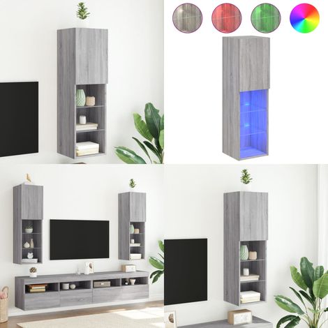 Meuble TV avec lumières LED sonoma gris 30,5x30x102 cm - Meuble Tv - Meuble Téléviseur - Éclairage Led - Meuble Design - Rangement Tv - Home & Living (1/5)