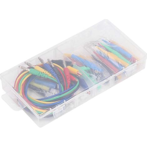 Kit de 25 à 26 cordons de test à bonne conductivité (90°, 135°, 180°) avec fiches bananes de 4 mm pour le diagnostic automobile. (1/4)