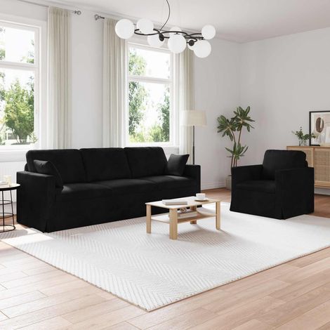 Sofa Set 2 pcs Schwarz 228 x 78 x 80 cm Samt
