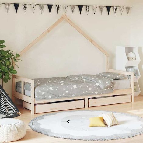 vidaXL Cadre de lit pour enfants gris 80x200 cm bois de pin massif (1/5)