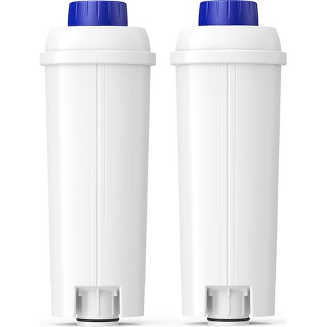 Ortviai Lot de 2 Filtres à Eau pour DeLonghi DLSC002 - Cartouche Filtrante de Rechange pour Machine à Café Magnifica Evo, Dinamica, Eletta, ECAM, ETAM - Adoucisseur avec Charbon Actif (Bleu) (1/5)