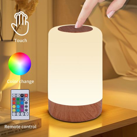 Lampe de chevet tactile à intensité variable, veilleuse d'ambiance colorée avec chargement USB, adaptée à la chambre et au salon