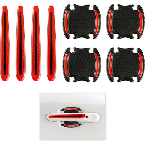 Juego de 8 láminas protectoras universales para manijas de puertas de coche, lámina protectora universal de fibra de carbono 3D, pegatinas (1/5)