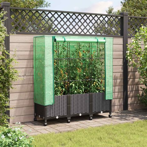 Teenpull – Gartenplanter mit Gewächshausabdeckung und Rädern 3 Stk. PP (1/5)