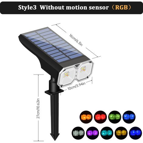 (Style 3) Projecteur solaire paysager amélioré, étanche IP67, avec allumage automatique crépusculaire, éclairage RGB blanc chaud, compatible avec les appliques murales et les allées. (1/5)