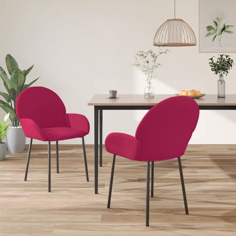 Lot de 2 Chaises Chaises de salle à manger Chaise de cuisine Rouge bordeaux Velours 94044 (1/5)